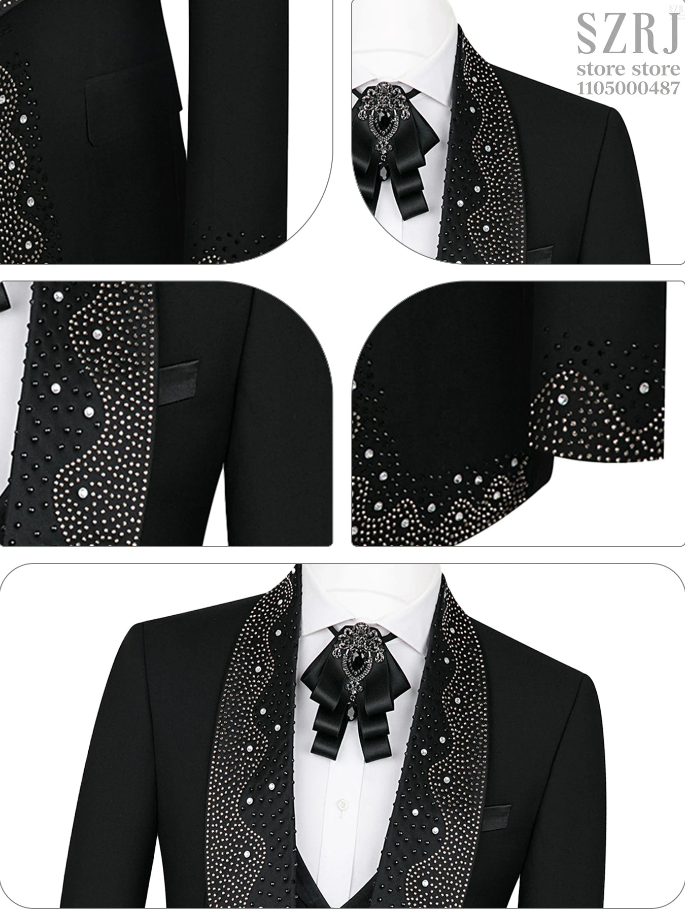 Men's 3 - Piece Suit Set, Featuring Decorative Lapel Design, Includes Jacket, Vest & Pants, Ideal for Formal Occasions，Wedding