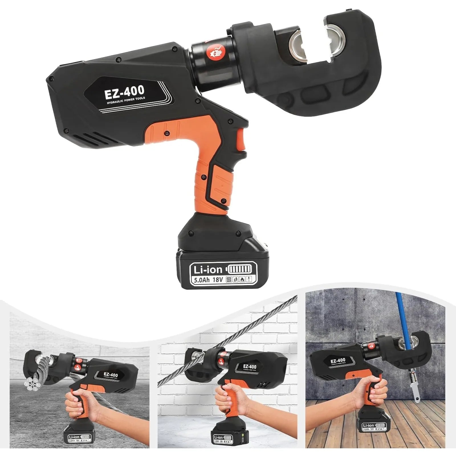 Electric Hydraulic Crimping Pliers EZ-400 Rechargeable Cable Lug Crimping Machine, Electric Hydraulic Pliers Crimping Tool Set