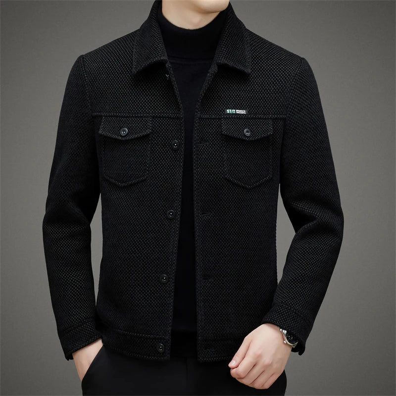 Men's Thick Casual Coat High Quality Lapel Trend Spring Autumn Jacket 2025 New Middle-aged Dad Wear Top All