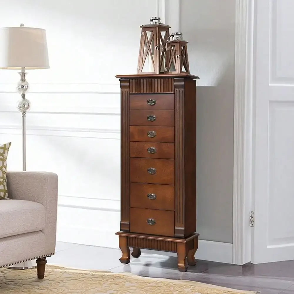 Jewelry Cabinet Armoire Box Storage Chest Stand Organizer Wood Christmas Gift