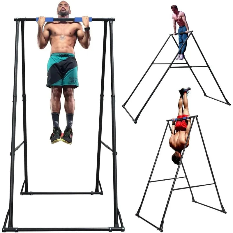 GROUND Foldable Free Standing Pull Up Bar Stand Sturdy Power Tower Workout Station For Home Gym Strength Tra