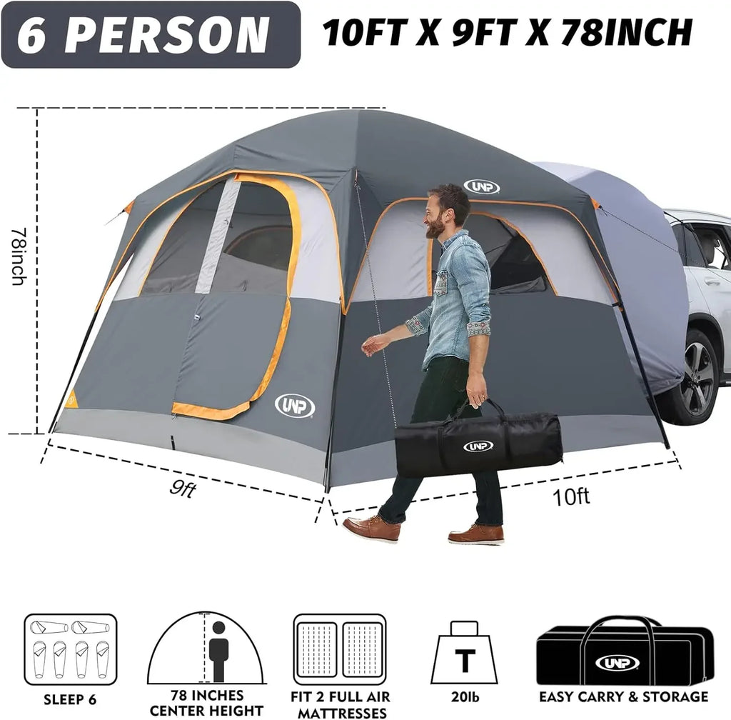 UNP SUV Tent for Camping, 6 Person Car Camping Tent, SUV Tailgate Tent for Outdoor