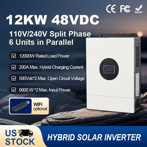12000W Hybrid Solar Inverter 48V DC 110V/240V AC Split Phase Off-Grid Controller