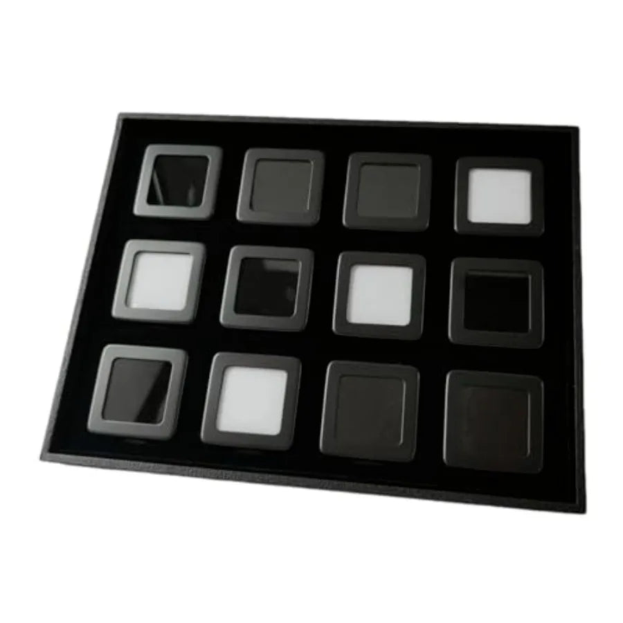Premium Jewelry Display Tray Organizer - Metal Storage Box with Anti-Scratch Black and White Velvet Cushion Medium Size 2.2 x 2