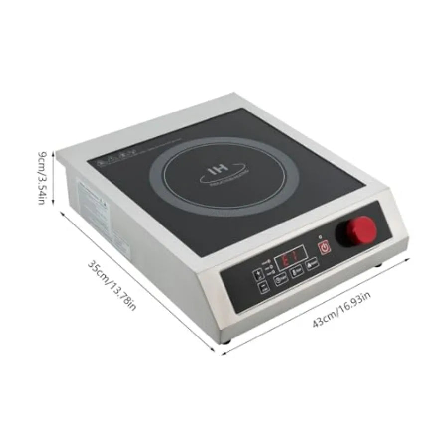 3500W Commercial Induction Cooktop Portable Countertop Burner with LED Digital Display 10-Speed Temperature/Power Adjustable St