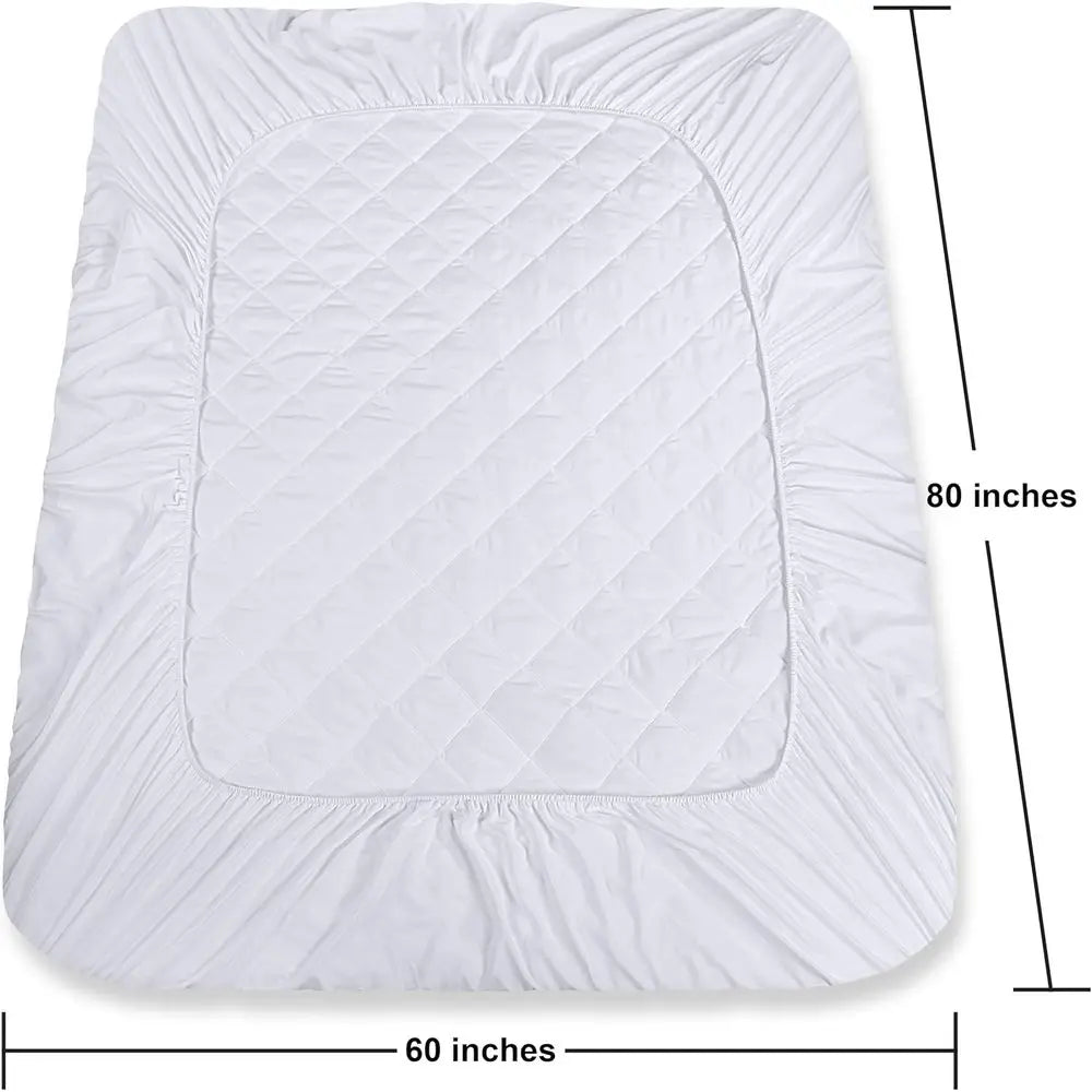 Fitted Mattress Pad, Queen Size, Elastic Fitted Mattress Topper Protector and Cover with Deep Pocket Stretches up to 16 Inches,