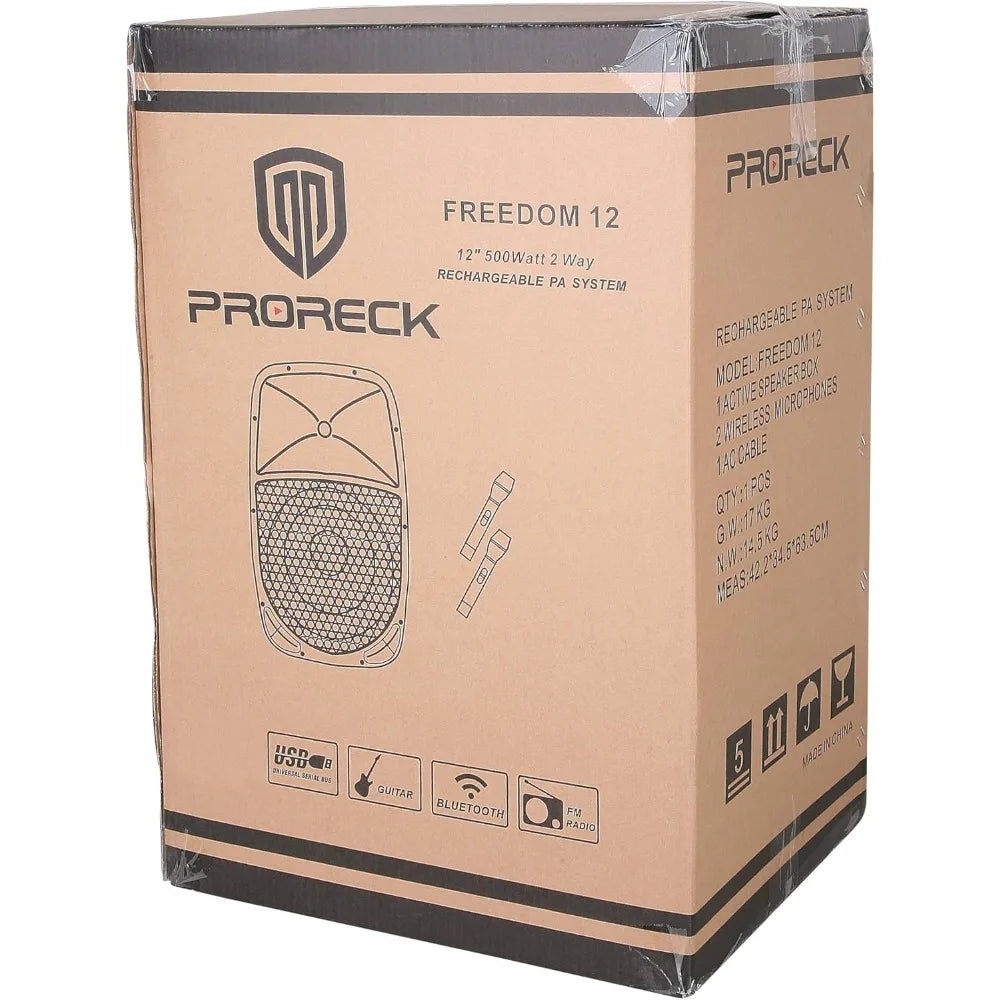 12 Portable Wireless 12-Inch 500 Watt Powered Dj/PA Speaker Rechargeable Karaoke System with Bluetooth