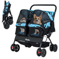 Double Pet Stroller Foldable Double Dog Stroller with 2-Seater Carrier Adjustable Sunshade Removable Pad Safety Belt Storage Ba