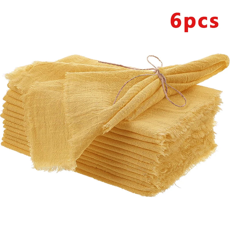 6/12pcs Vintage Rustic Napkins Retro Burr Soft and Absorbent Napkin Cloth Linen for Wedding Party Table Decorations 32x32cm