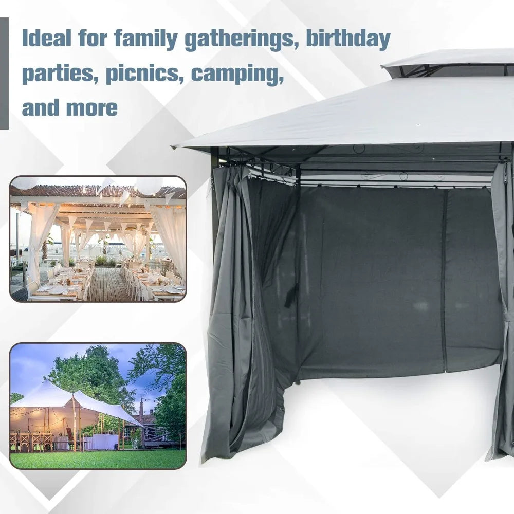 10' x 13' Patio Gazebo, Outdoor Gazebo Canopy Shelter with Curtains, Vented Roof, Sturdy  Steel Frame, UV resistant Pergola