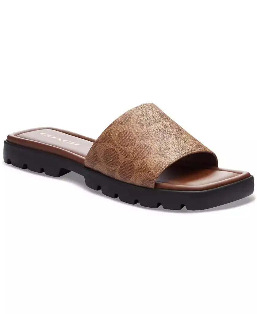 COACH | Women's Florence "C" Lug-Sole Slip-On Slide Flat Sandals