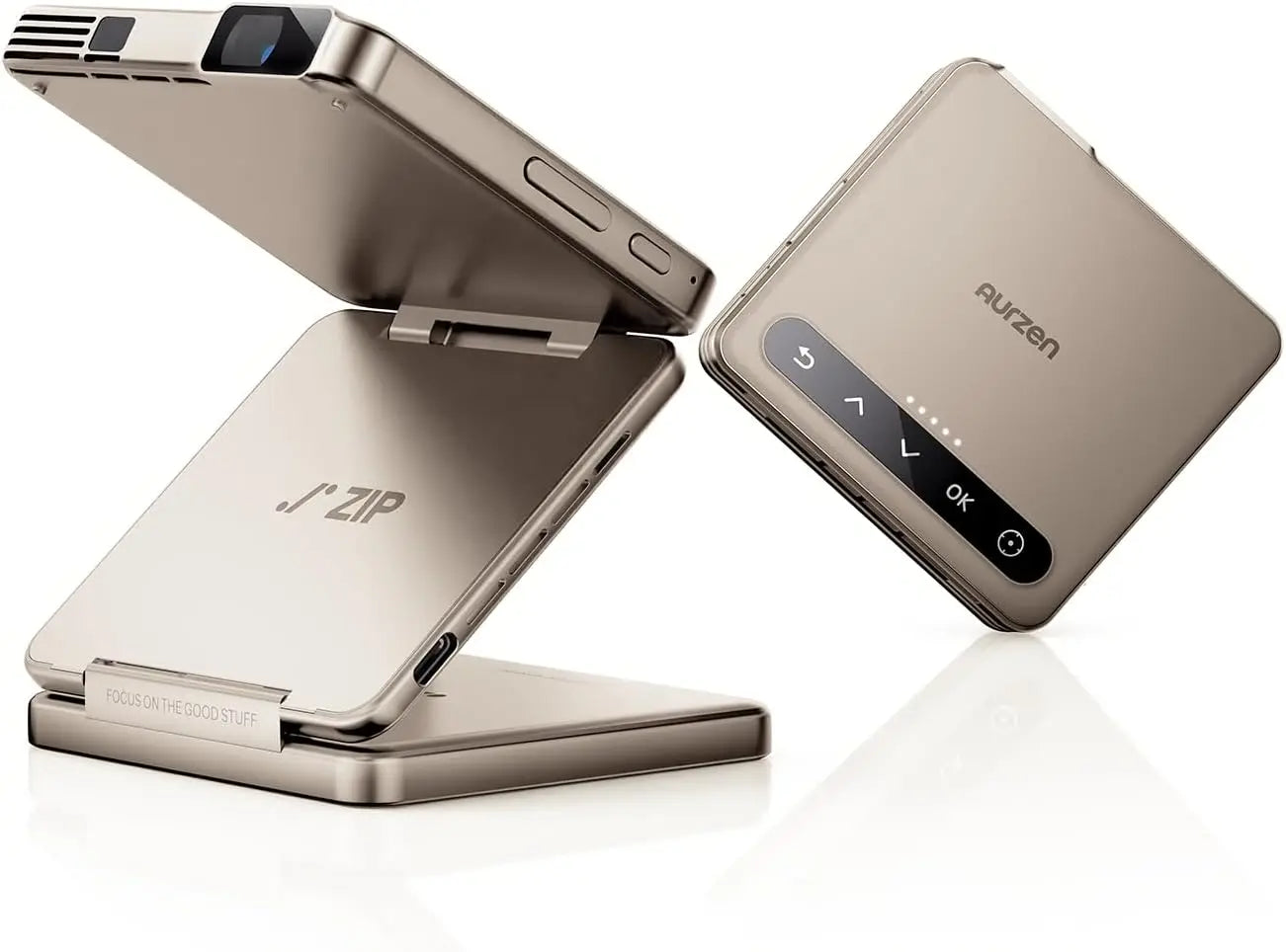 Tri-Fold Mini Projector, Pocket Size, Zero-Lag Focus, Screen Mirroring, Type-C Fast Charging, 5000mAh Battery