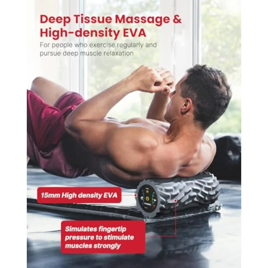 Vibrating Foam Roller for Back Pain FSAandHSA Eligible 5-Speed Muscle Massage Exercise Muscles Deep Tissue Physical Therapy Pil