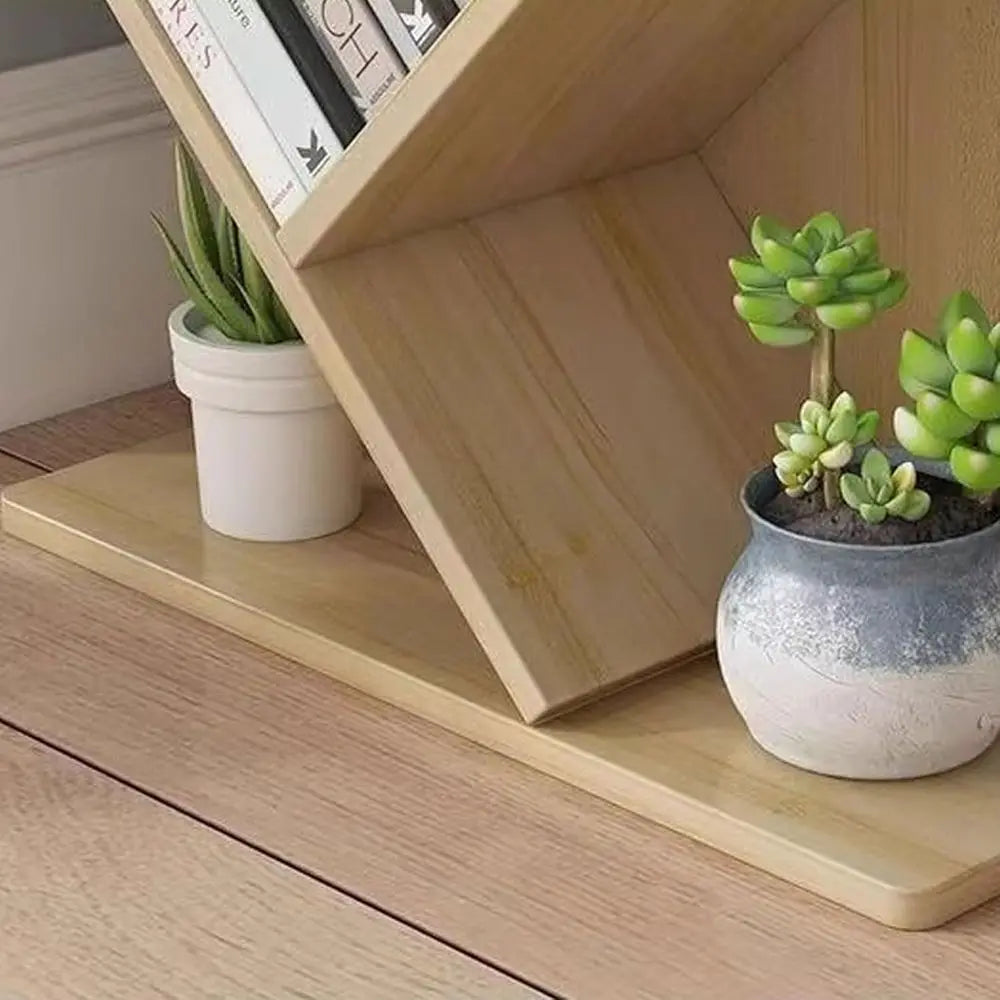 Floor Standing Bookcase Display Book Magazine Cds Storage Rack Decorative Bookshelves for Living Room Bedroom Office - Wood Colo