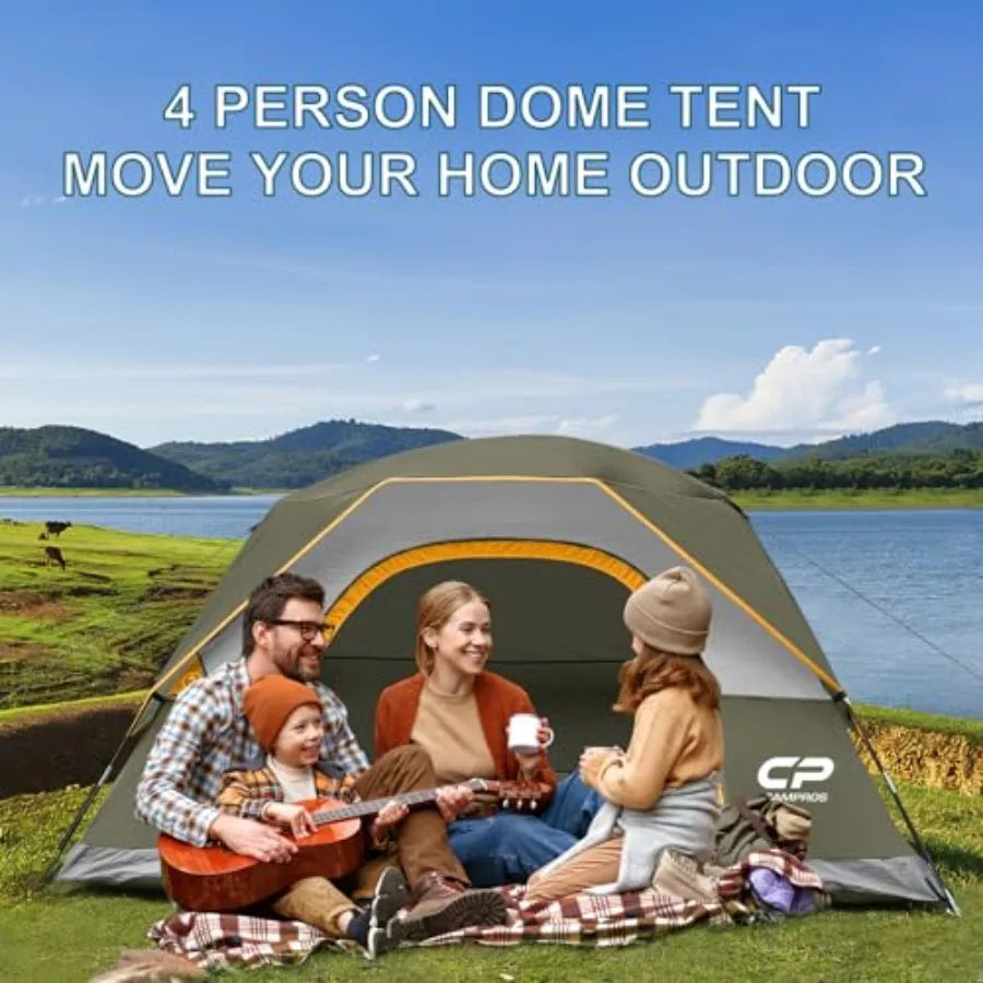 Tents for Camping 4 Person Tent Waterproof Windproof Double Layer Camping Tent Easy Setup Dome Tent with Large Mesh Windows and