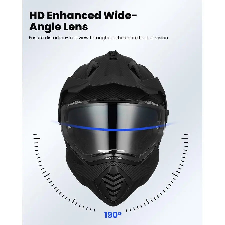 Dual Sport Adventure Motorcycle Helmet with Pinlock Compatible Sun Visor Snowmobile ATV Dirt Bike Off Road Casco Model WS902 Car