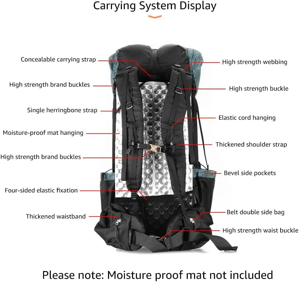 3FULGEAR QiDian Hiking Backpack for Men Women 56L(40+16) Lightweight Outdoor Camping Bag Trekking Daypack (Khaki)