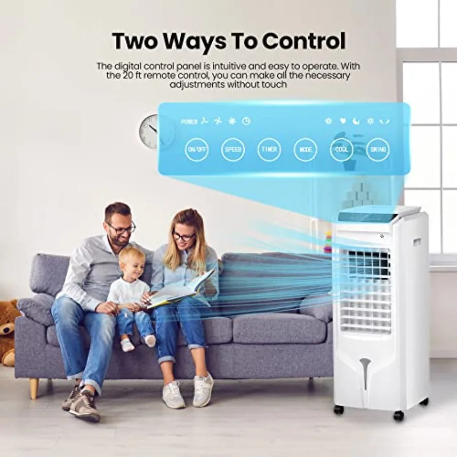 portable 3in1 evaporative air cooler windowless 4 mode 3 speed personal swamp cooler humidifying 4.2 gallon water tank remote 1