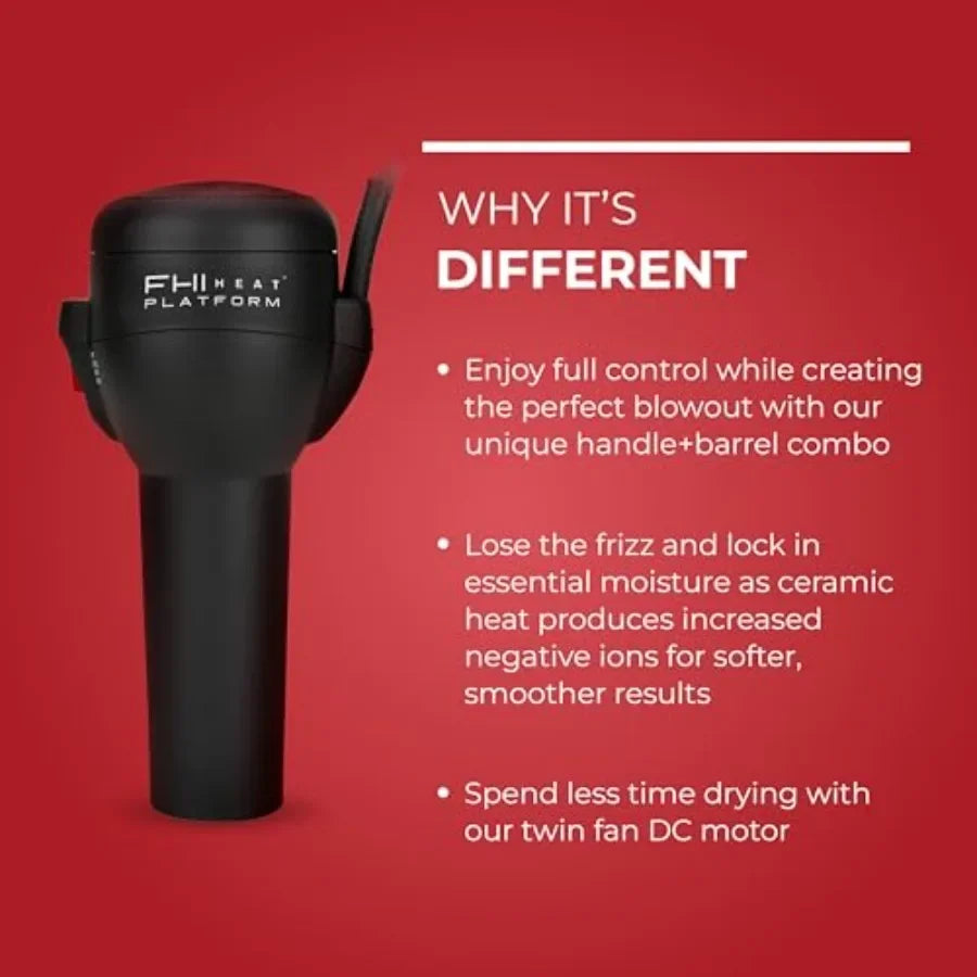 Handleless Negative Ion Hair Dryer with HydraHeat for Frizz-Free Styles Lightweight Blow Dryer in Matte Black with Diffuser Noz