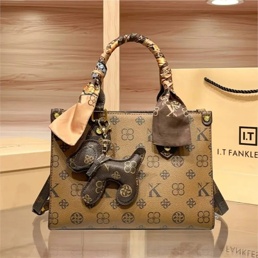 Light luxury brand women's handbag 2025 new autumn and winter fashion high-end sense contrasting color shoulder bag tote bag