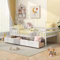 Twin Kids Bed with Storage Drawers, Wood Montessori Bed with Rails & Side Shelf, Low Daybed for Boys Girls, No Box Spring Needed