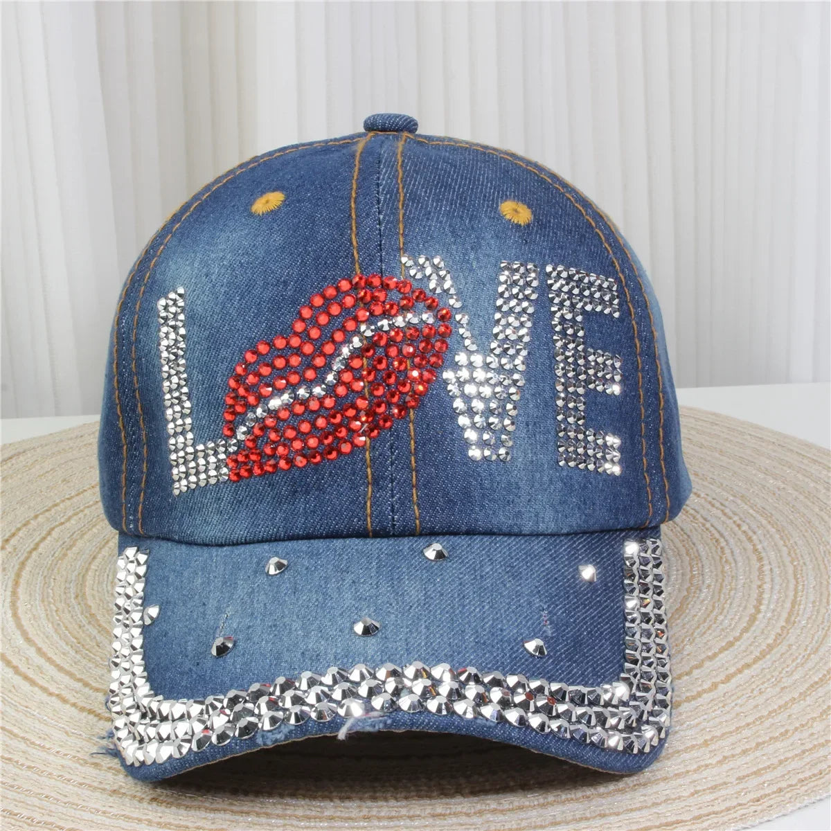 Wholesale Denim Baseball Caps Bling Rhinestone "TAKE ""LOVE" Heart  Snapback Hat A Dozen 12 pieces Mixed order