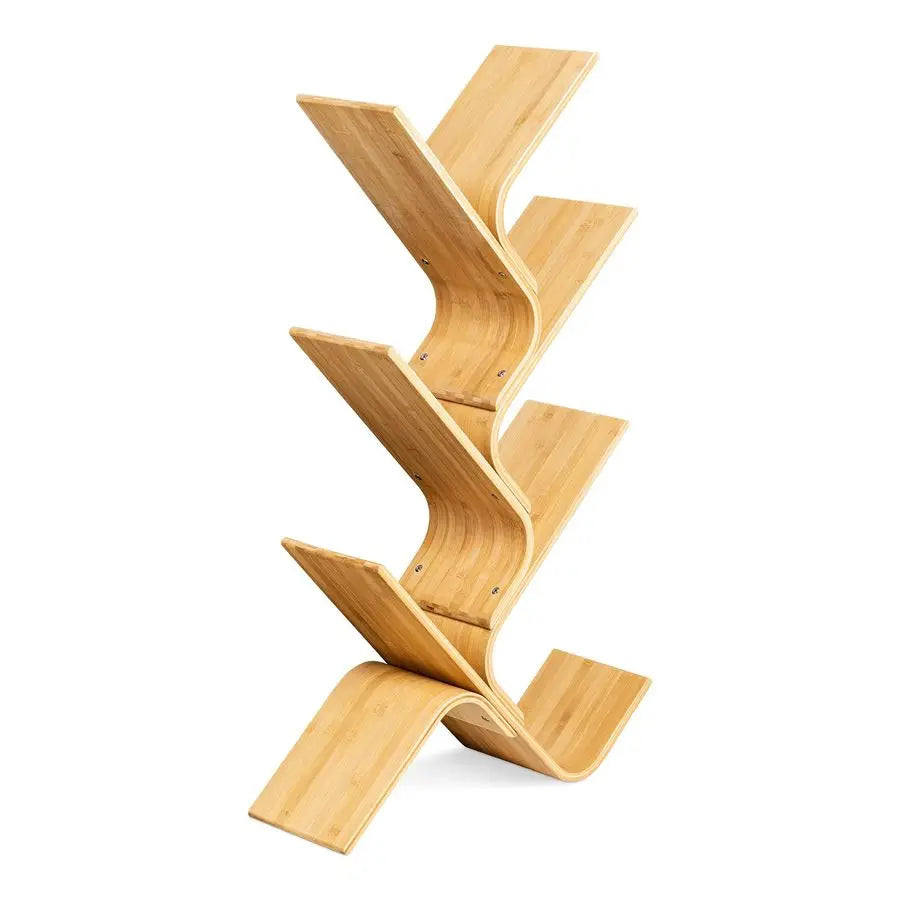 Tree Bookshelf Curved Tree Bookcase Made of Bent Bamboo Modern Floor Standing Book Shelf with 6 Shelves 6Tier Rack for Books, CD