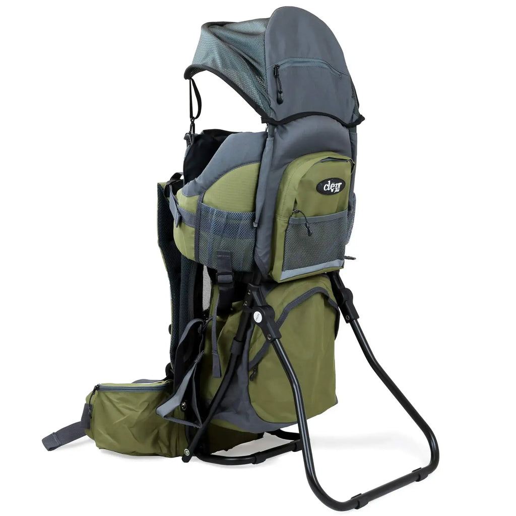 Canyonero Camping Baby Backpack Hiking Kid Toddler Child Carrier with Stand and Sun Shade Visor, Army Green
