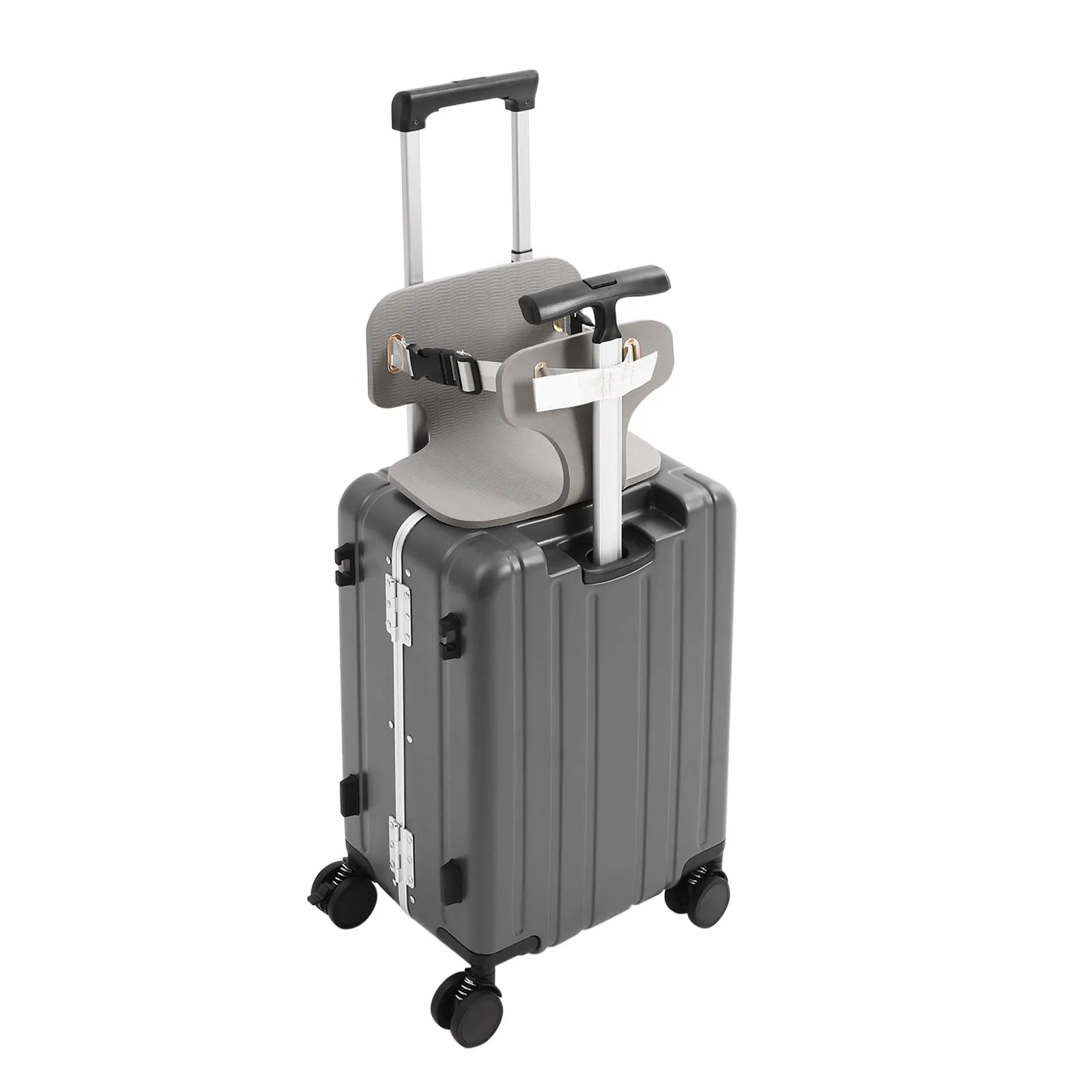 20'' Adjustable Double Handle Carry on Luggage, Protable Suitcase with Mesh Pocket, Ride on Luggage with Wheels & Tsa Lock
