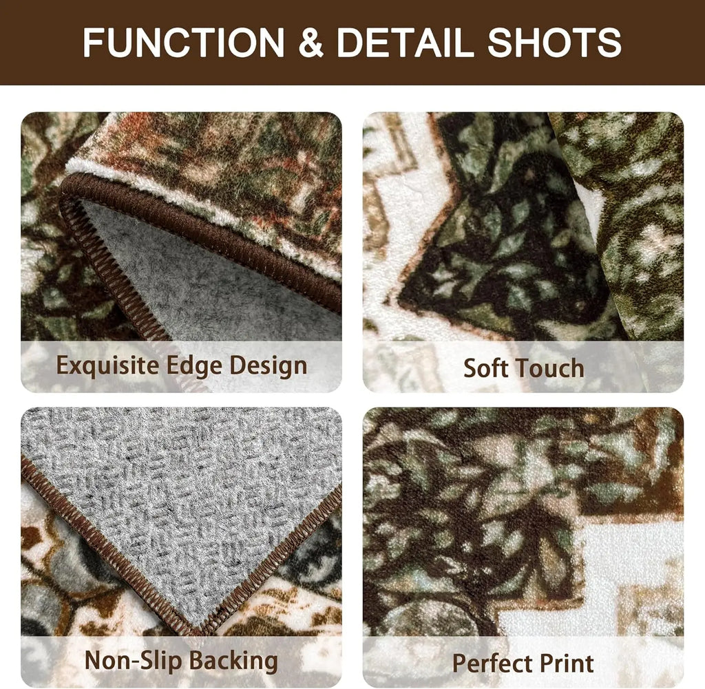 Non-Slip Kitchen Rugs Set of 3 Washable Boho Mats for Floor Farmhouse Runner Hallway Laundry Room