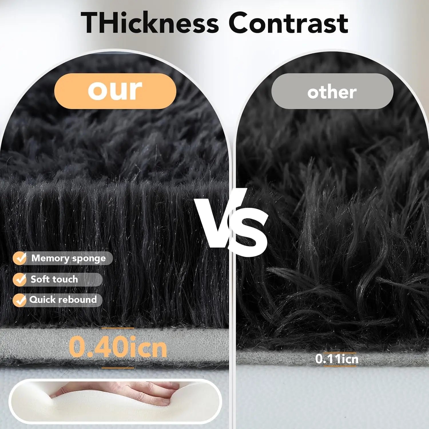 10x14 Black Shag Area Rug: Super Soft Large Modern Carpet for Living Room, Bedroom - Non-Slip Fluffy Indoor Floor Mat