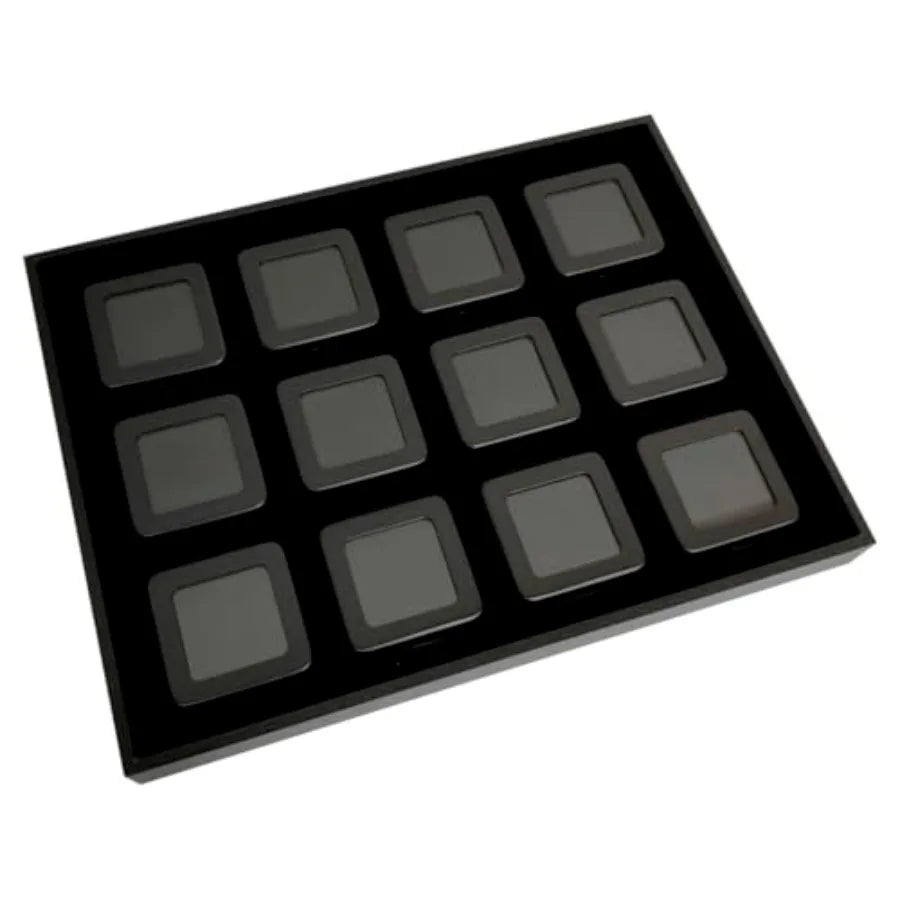 Premium Jewelry Display Tray Organizer - Metal Storage Box with Anti-Scratch Black and White Velvet Cushion Medium Size 2.2 x 2