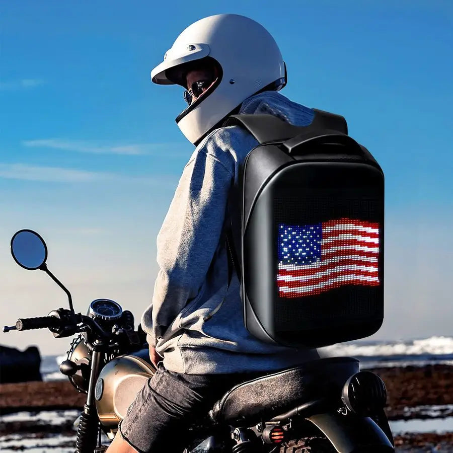 Backpack with Programmable Screen, App Control Led Laptop Backpack, Waterproof Led Bag, Travel, Motorcycle Backpack, Unique Gift