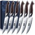 Steak Knives Set of 6, Ultra Sharp 4.5 Inch Serrated Steak Knife Set, Japanese High Carbon Steel Kitchen Steak Knives with Ergon