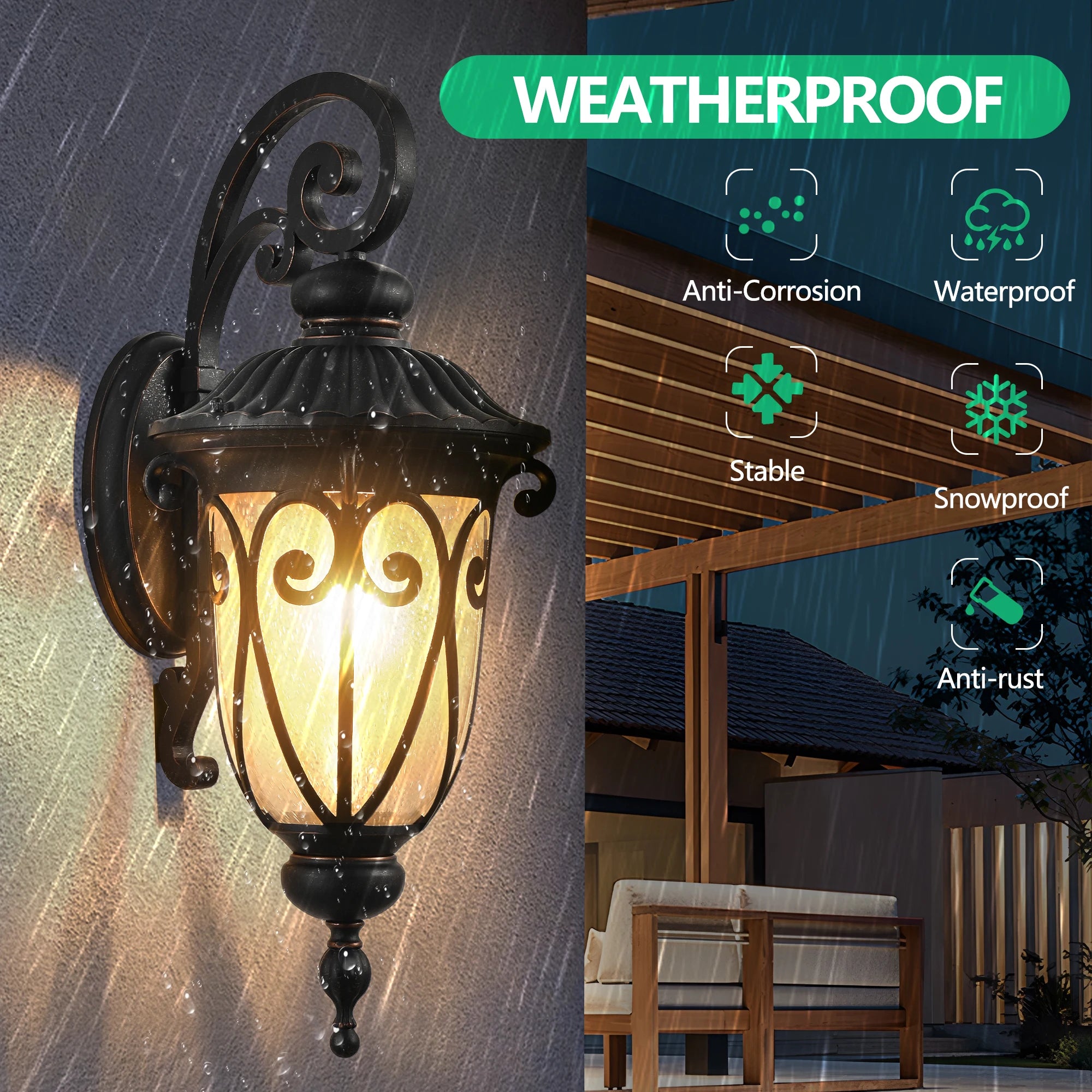 FAISHILAN Outdoor Wall Light Weatherproof Exterior Wall Sconce, Classic Traditional Dark Bronze Finish, E26 Base Outdoor Light