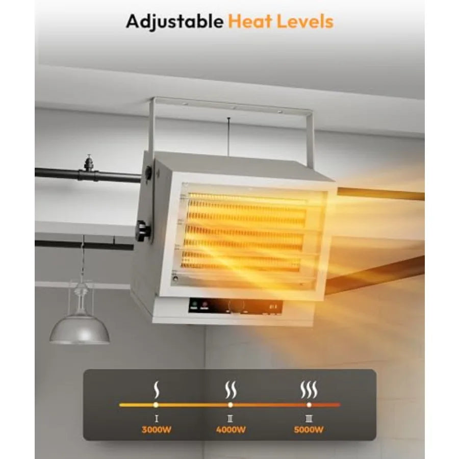 5000W 240V Electric Garage Heater for Indoor Use - Wall/Ceiling/Floor Mounted Industrial Heavy-Duty Shop Heater with Dual Overh