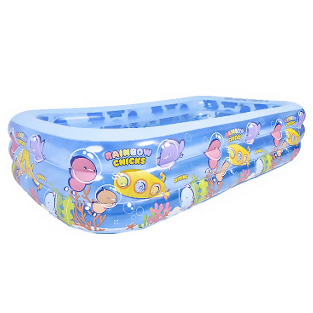 Inflatable Swimming Pool Blow Up Family Kiddie Pool for Kids Adults Babies Toddlers Outdoor Garden Backyard, Rectangle