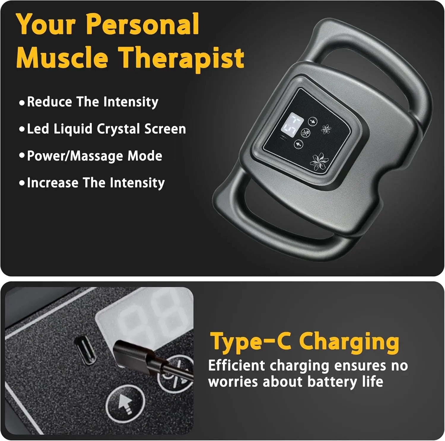 Deep Tissue Massage Gun with 24 Heads, 9 Modes, 99 Intensities for Pain Relief in Legs, Neck, Back