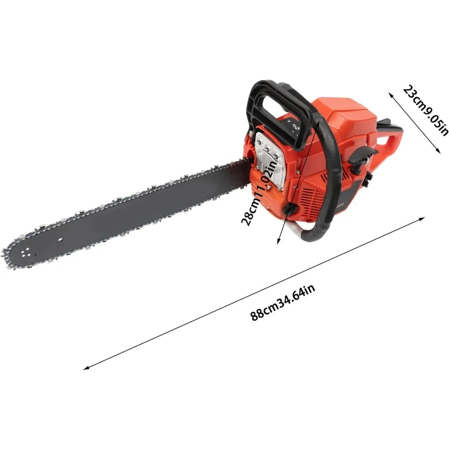 20 Inch Gas Powered Chainsaw 52CC for Farm Garden Ranch Wood Cutting with 2.2KW Gasoline Handheld Cordless Chain Saw Set in Bla