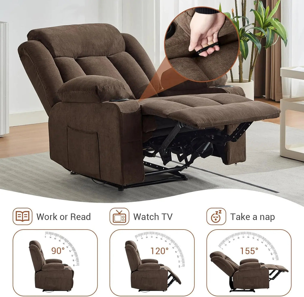 Recliner Chair with Vibration Massage and Heat,37.4" Oversized Rocker Recliner,Rocking Chair for Home Living Room, Bedroom