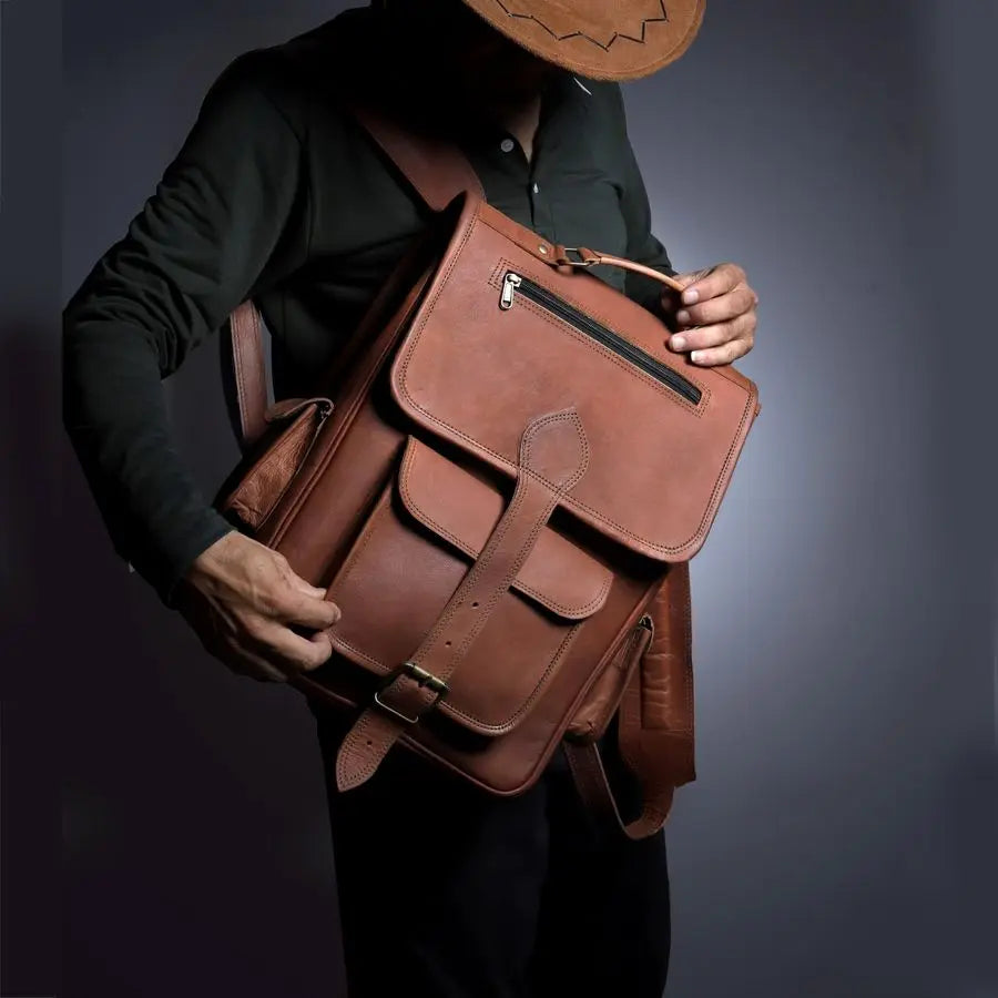 Full Grain Leather Laptop Backpack, Handmade Rucksack, Premium Quality amp Classic Charm, leather backpack for men and women For