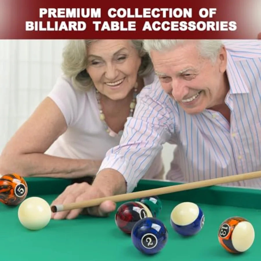 20 Pcs Pool Ball Billiard Accessories Set Included 16 Ball 2 Pool Cues Stick 2 Frame Table Billiard Balls Set for Christmas Adu