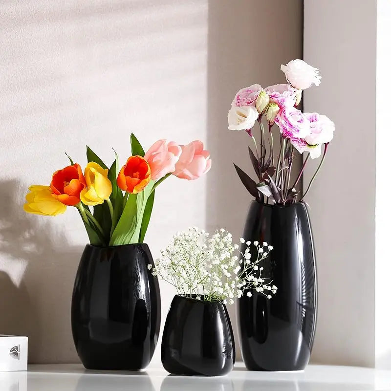 Ceramic Vase Set of 3 White Flower Vase for Home Decor, Modern Decorative Vases