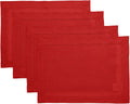 Set of 4 Red Linen Placemats with Classic Hemstitch, 14x19 Inch, 100% Pure Linen for Holiday Table Decor