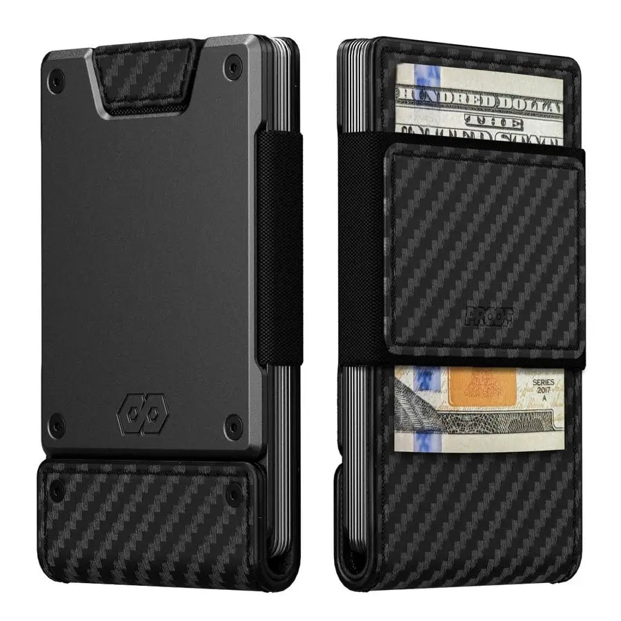 Slim Minimalist Wallets for Men Leather amp Metal RFID Wallet Front Back Pocket Gift Box Veteran Owned