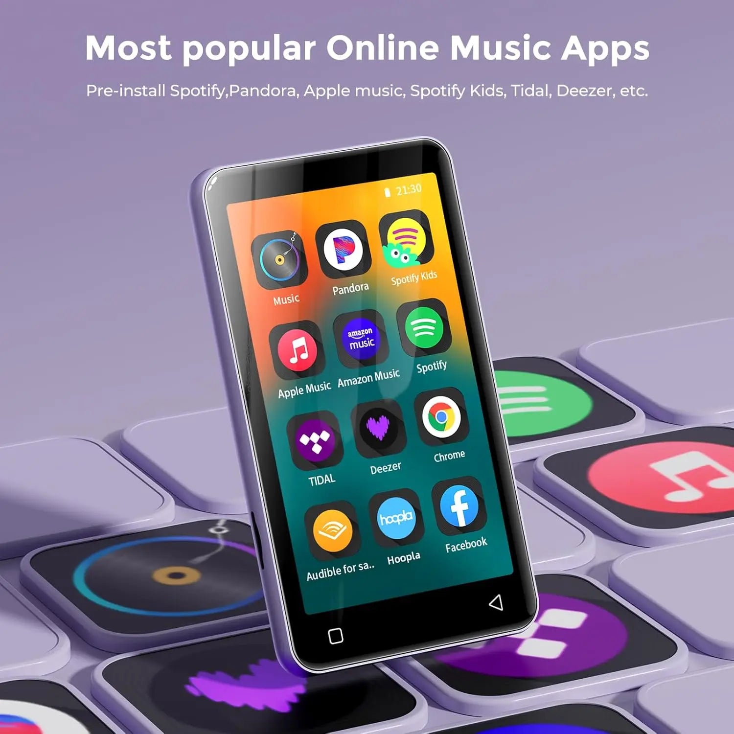 80GB MP3 Player with Bluetooth, WiFi, Spotify Kids, Pandora, Audible, 4.0 Touch Screen, Parental Controls, Up to 1TB (White