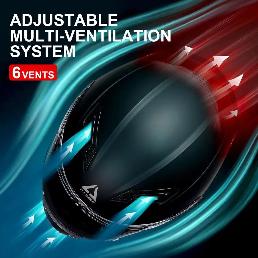 FF351 Motorcycle Helmet for Street Bike, Black, DOT Approved