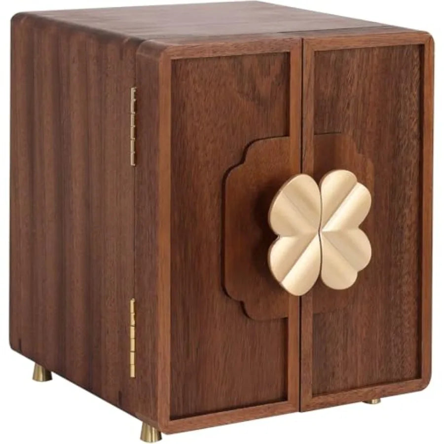 Wooden Jewelry Box 5 Layers Solid Wood Black Walnut Large Jewelry Organizer with Brass Handle for Necklaces Rings Earrings Watc