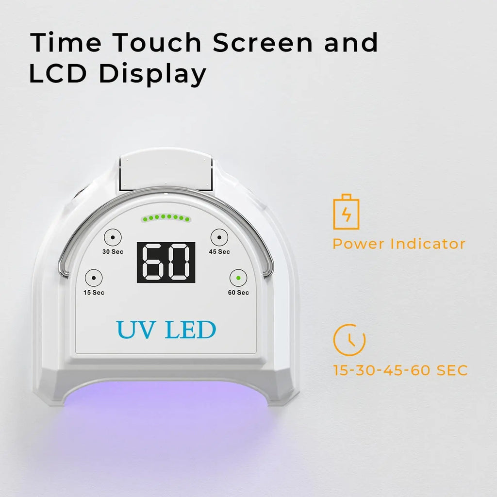 80W Cordless UV LED Nail Lamp with 45 Beads, Rechargeable Battery, Portable Gel Curing Dryer for Salon or Home Use