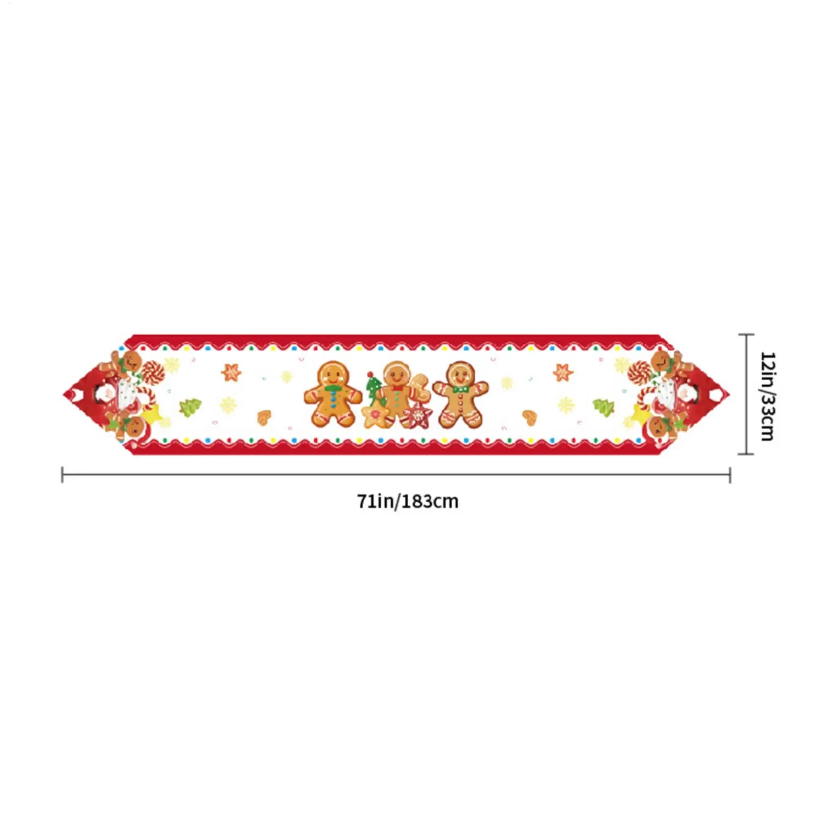 Christmas Table Runner 72 Inch Linen Tablecloth Gingerbread Man Santa Claus Winter Table Runner For Winter Party Decorations